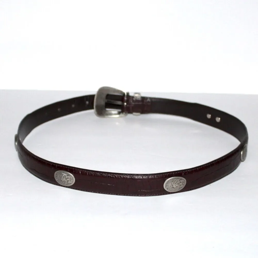 Women’s Leather Belt Small Medium 30 32 dark brown southwest western cowgirl